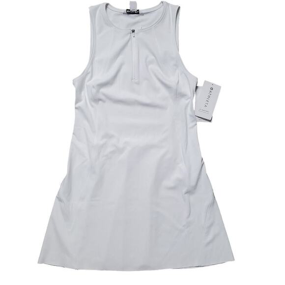 ATHLETA Women Size Medium Ace Tennis Golf White Dress 1/4 Zip Sleeveless NEW - Picture 2 of 14
